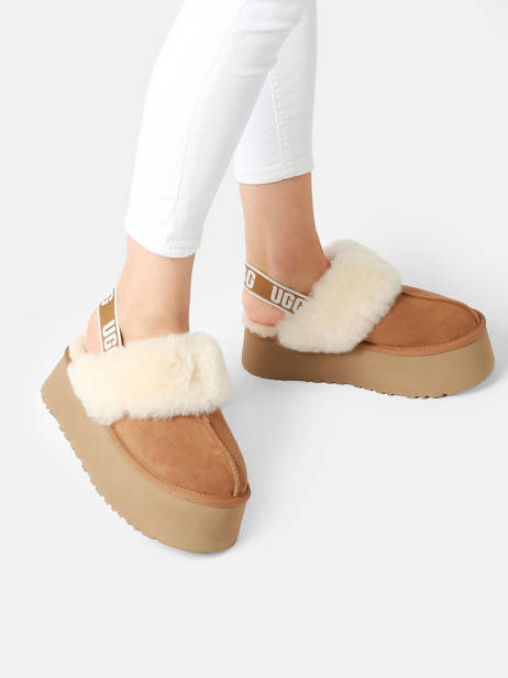 Mules Avec Brides Funkette En Cuir Ugg Marron women 1113474 vue secondaire 2