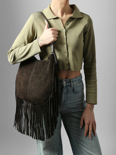 Sac Porté épaule Velvet Cuir Milano Marron velvet VE25112 vue secondaire 1