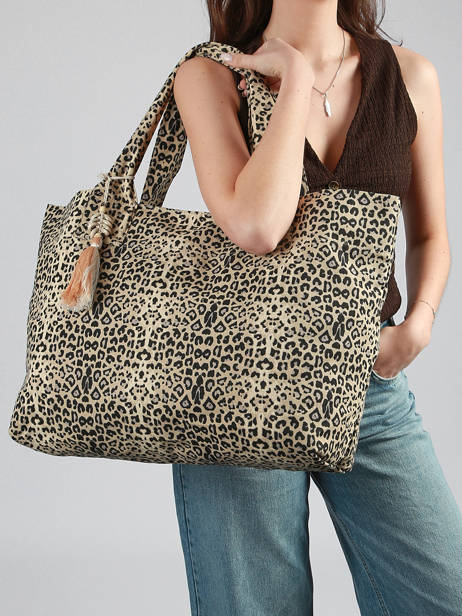 Sac Porté épaule Leopard Coton Miniprix Beige leopard L vue secondaire 1